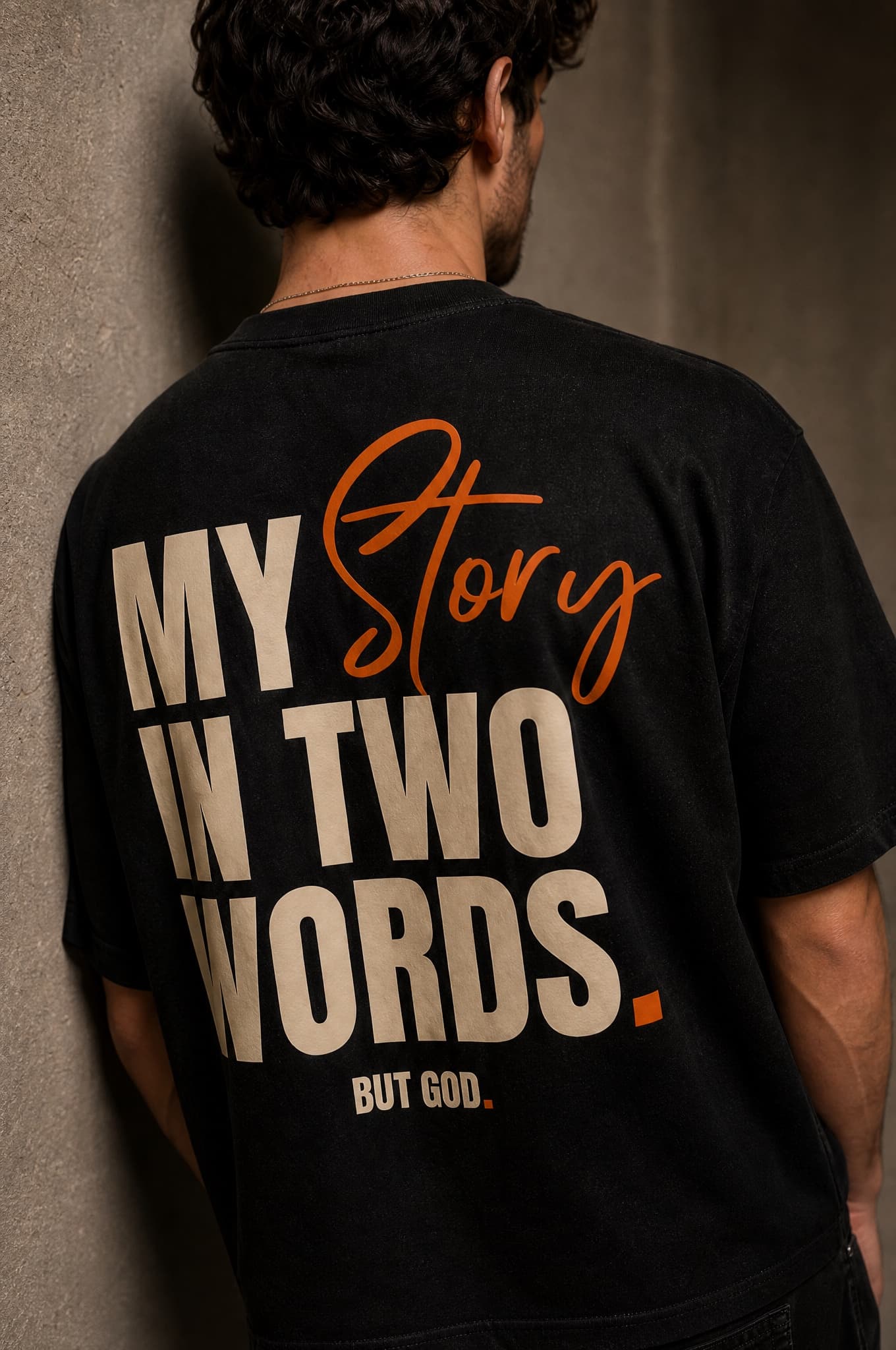 My Story in Two Words tee, on location